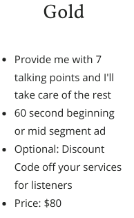 Gold Package Podcast Sponsorship
